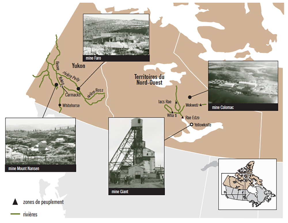 Exemple de carte montrant l’emplacement des sites miniers visités pendant un audit