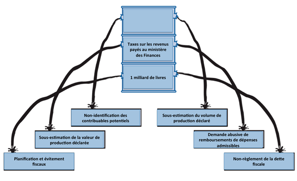 Exemple de schéma montrant les risques liés à la perception des revenus pétroliers et gaziers